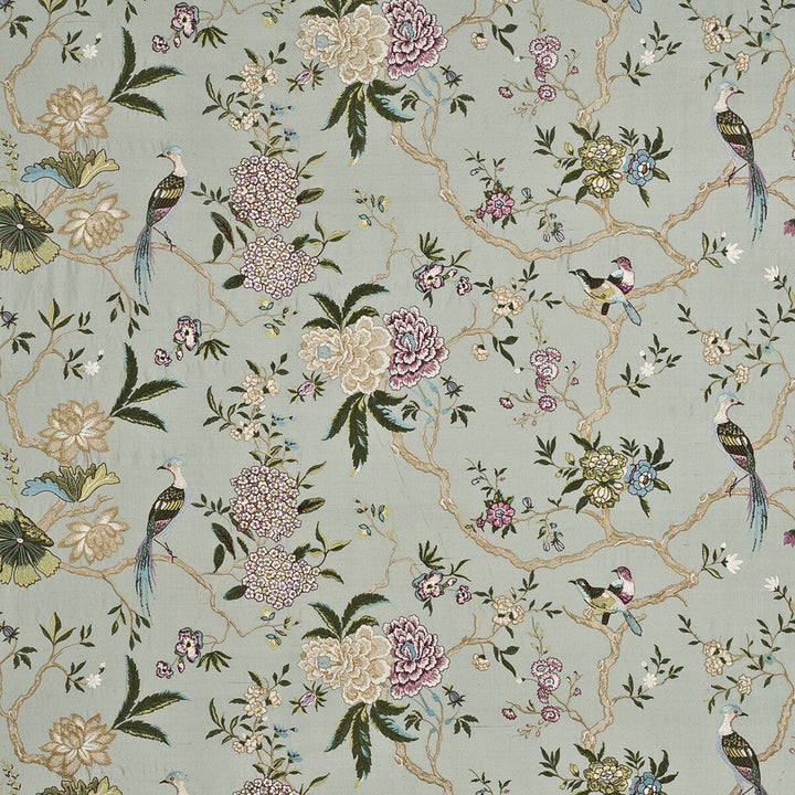 Oriental Bird Embroidery Silk Aqua/Multi by G P & J Baker Fabric G P & J Baker Fabric Oriental Bird Embroidery Silk Aqua/MultiFabric HOLCOTT RAYON - 64%;SILK - 36% India </p><p>Repeat: H: 52.402, V: 14.972 52.402 - Fabric Carolina -
