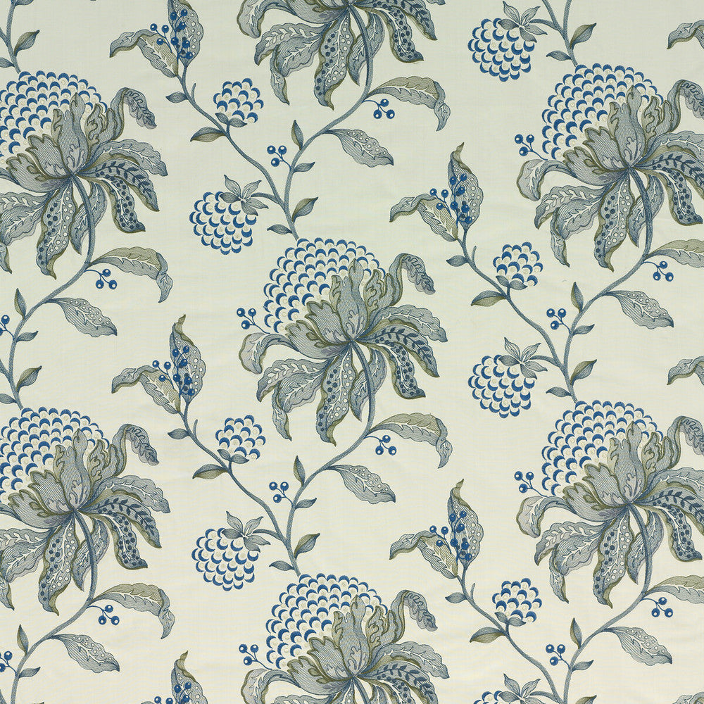 Silwood Indigo by G P & J Baker Designer Fabric LARKHILL COTTON - 76%;RAYON - 21%;ZARI - 3% India Horizontal: 25.61 and Vertical: 14.972 51.22 - Swanky Fabrics -
