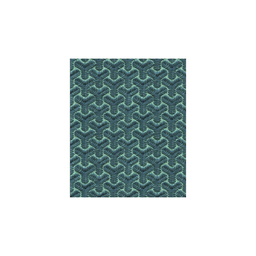 Chengtudoor Emb Blue/Aqua by G P & J Baker Designer Fabric DAVID HICKS 3 BY ASHLEY HICKS LINEN - 55%;POLYESTER - 45% India LIGHT Horizontal: 2.125 and Vertical: 1.25 51 - Swanky Fabrics -