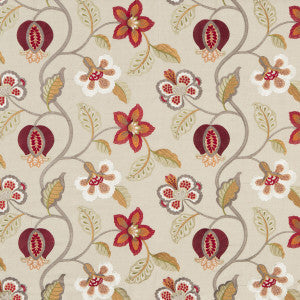 G P & J Baker Fabric Elvaston Red/Ivory