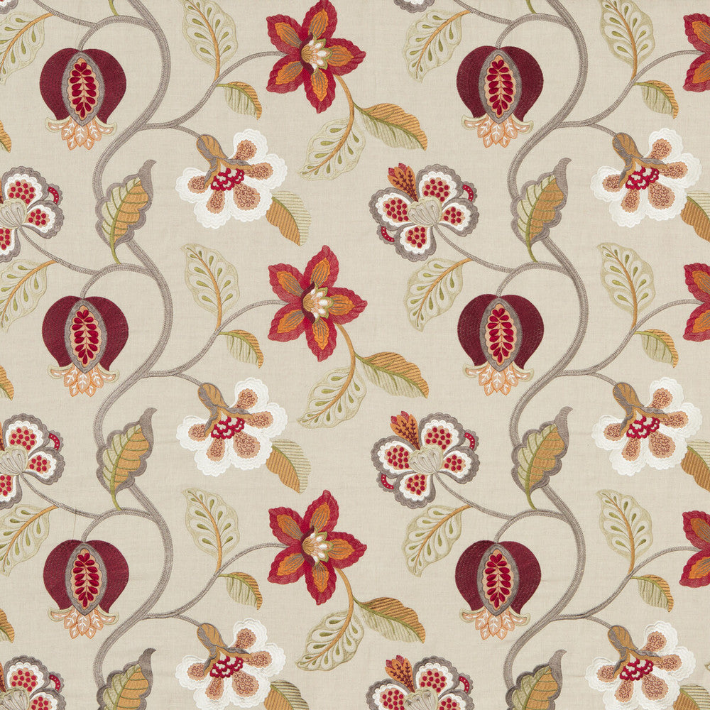 Elvaston Red/Ivory by G P & J Baker Designer Fabric LANGDALE LINEN - 35%;VISCOSE - 35%;COTTON - 30% India Horizontal: 25.216 and Vertical: 14.972 50.432 - Swanky Fabrics -