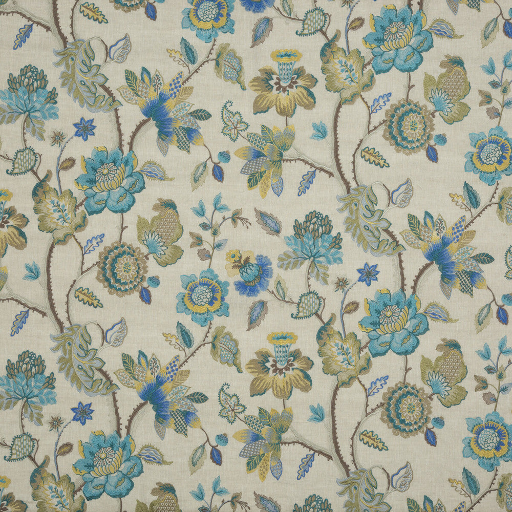 Dryden Teal/Gilt by G P & J Baker Designer Fabric COSMOPOLITAN LINEN - 54%;RAYON - 46% India - Horizontal: 51.22 and Vertical: 26.004 51.22 - Swanky Fabrics -