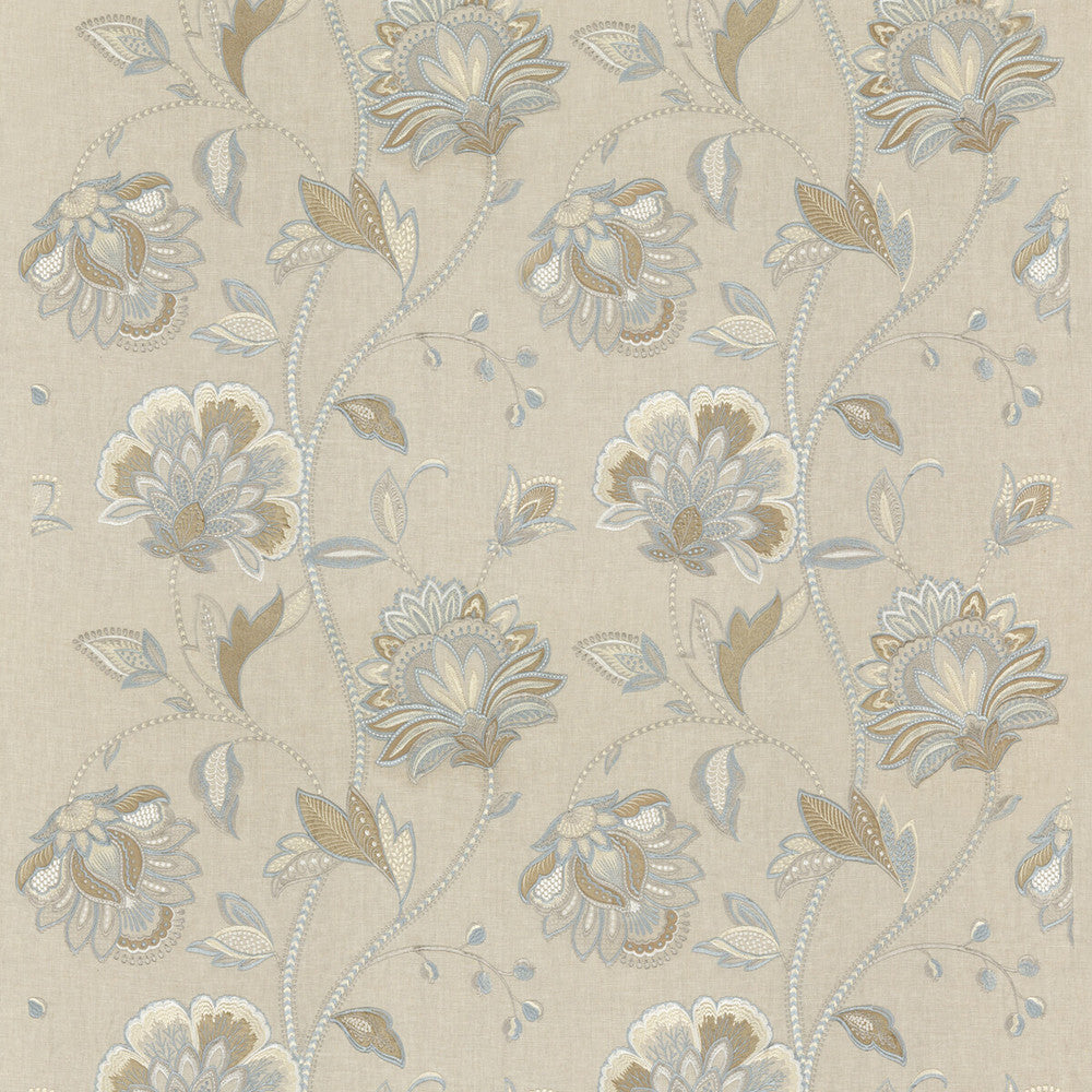 Ormesby Soft Blue by G P & J Baker Designer Fabric KESWICK EMBROIDERIES LINEN - 80%;COTTON - 10%;VISCOSE - 10% India Horizontal: 24.822 and Vertical: 30.732 49.644 - Swanky Fabrics -