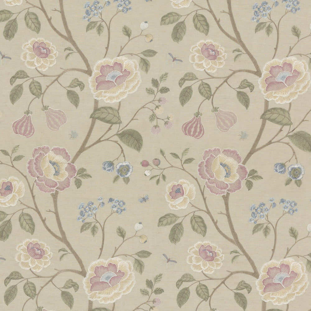 Lillington Blush by G P & J Baker Designer Fabric KESWICK EMBROIDERIES LINEN - 40%;COTTON - 30%;VISCOSE - 30% India Horizontal: 25.216 and Vertical: 29.944 50.432 - Swanky Fabrics -