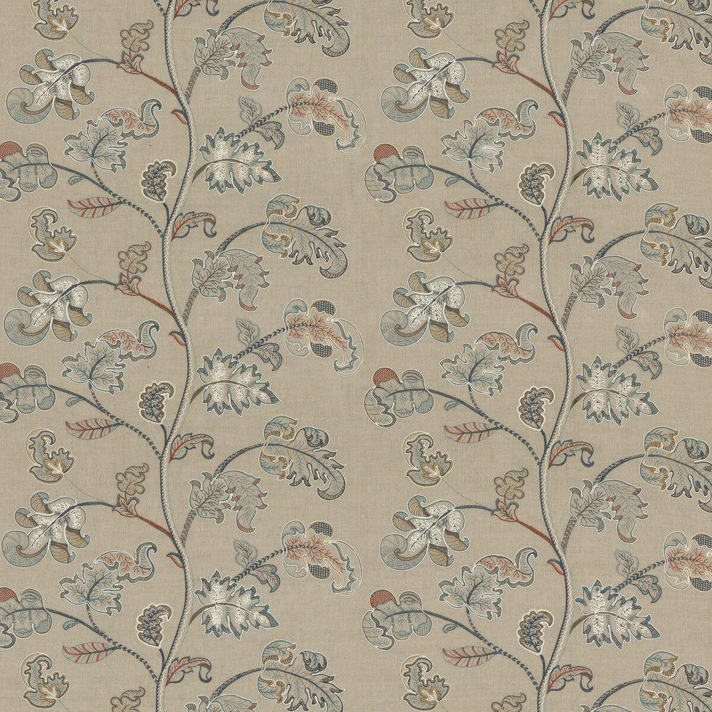 Alderwood Teal by G P & J Baker Designer Fabric KESWICK EMBROIDERIES LINEN - 65%;RAYON - 35% India - Horizontal: 26.004 and Vertical: 15.76 52.008 - Swanky Fabrics -