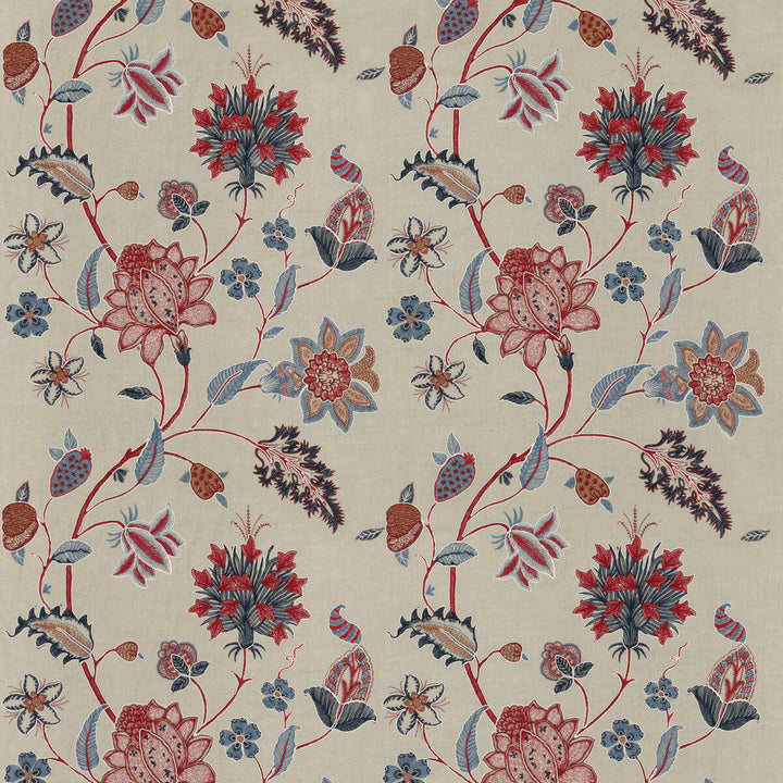 Baker'S Indienne Embroidery Indigo/Red by G P & J Baker Fabric G P & J Baker Fabric Baker'S Indienne Embroidery Indigo/RedFabric KESWICK EMBROIDERIES LINEN - 61%;VISCOSE - 21%;POLYESTER - 18% India </p><p>Repeat: H: 25.216, V: 30.732 50.432 - Fabric Carolina -
