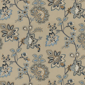 G P & J Baker Fabric Burford Embroidery Blue