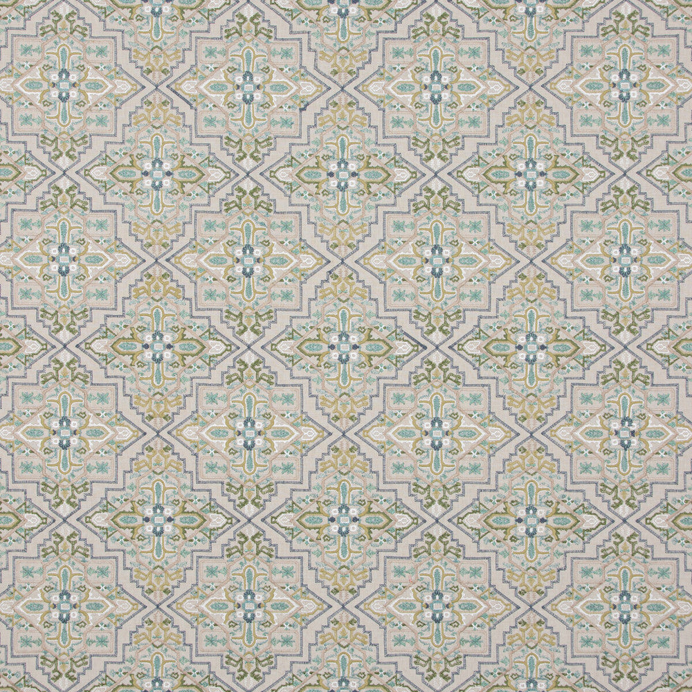 Benaki Aqua by G P & J Baker Designer Fabric CASPIAN LINEN - 60%;POLYESTER - 24%;VISCOSE - 16% India Horizontal: 12.411 and Vertical: 7.486 49.644 - Swanky Fabrics -