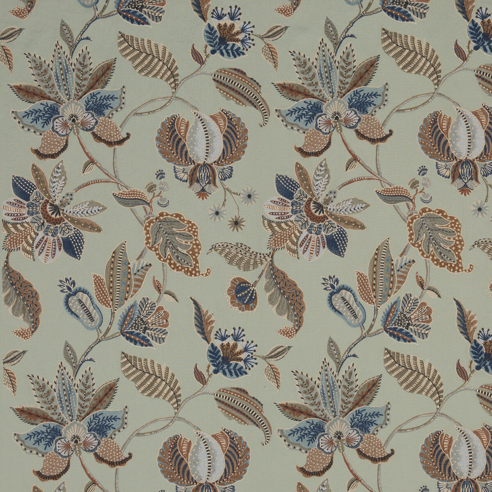 Durbar Aqua by G P & J Baker Designer Fabric CASPIAN COTTON - 68%;POLYESTER - 32% India Horizontal: 25.216 and Vertical: 30.732 50.432 - Swanky Fabrics -