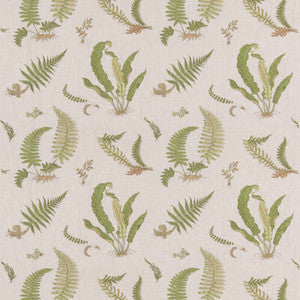 G P & J Baker Fabric Ferns Embroidery Green/Natural BF10991.3.0