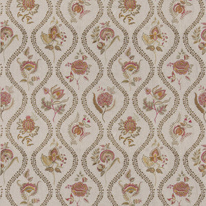 G P & J Baker Fabric Burford Embroidery Red/Bronze BF11025.3.0