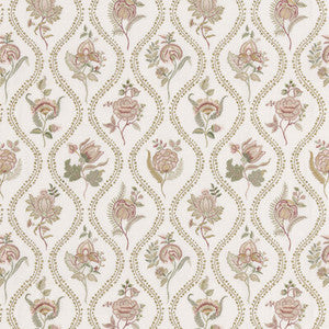 G P & J Baker Fabric Burford Embroidery Rose/Cream BF11025.4.0