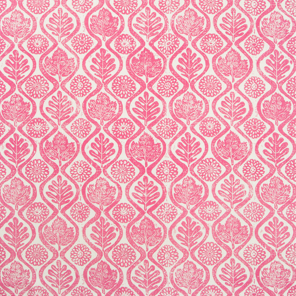 Oakleaves Fuschia by Lee Jofa Designer Fabric BLITHFIELD LINEN - 100% United Kingdom HEAVY Horizontal: 44 and Vertical: 31.75 51 - Swanky Fabrics -