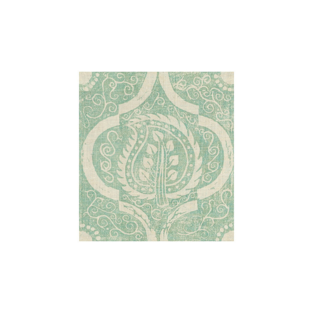 Persian Leaf Aqua by Lee Jofa Designer Fabric BLITHFIELD LINEN - 100% United Kingdom - Horizontal: 21 and Vertical: 23 53.5 - Swanky Fabrics -