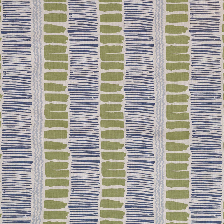 Saltaire Lime/Indigo/Blue by Lee Jofa Designer Fabric BLITHFIELD LINEN - 100% Thailand MEDIUM Horizontal: 26 and Vertical: 25.22 52.79 - Swanky Fabrics -