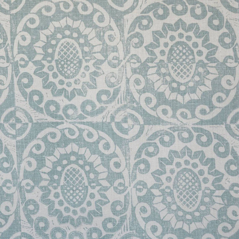 Pineapple On Oatmeal Aqua by Lee Jofa Designer Fabric BLITHFIELD LINEN - 100% United Kingdom - Horizontal: 17.73 and Vertical: 31 53 - Swanky Fabrics -