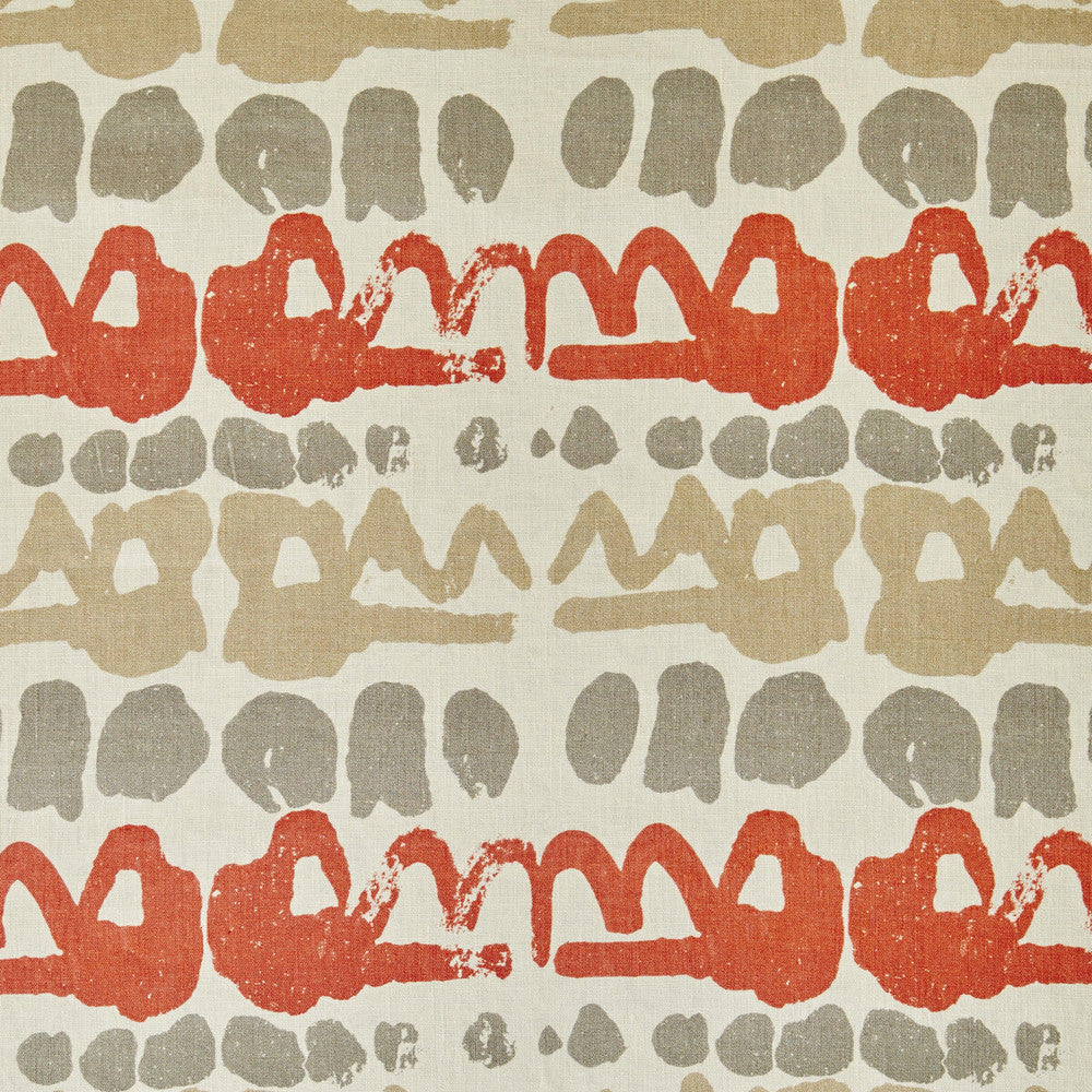 Altamira Red/Grey by Lee Jofa Designer Fabric BLITHFIELD LINEN - 100% United Kingdom Horizontal: 13 and Vertical: 11.8 52.75 - Swanky Fabrics -