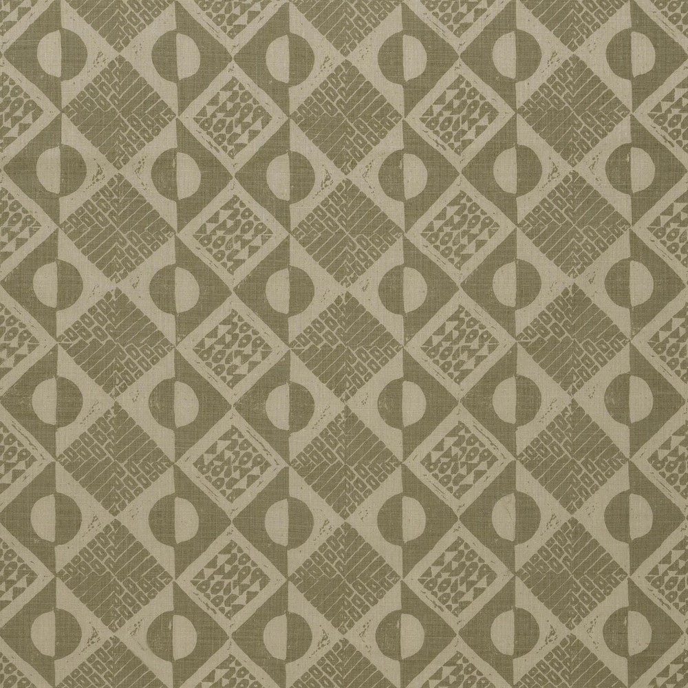 Circles And Squares Dove by Lee Jofa Designer Fabric BLITHFIELD LINEN - 100% United Kingdom HEAVY Horizontal: 13.4 and Vertical: 27.2 53.5 - Swanky Fabrics -