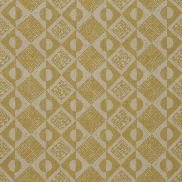 Circles And Squares Ochre by Lee Jofa Designer Fabric BLITHFIELD LINEN - 100% United Kingdom HEAVY Horizontal: 13.4 and Vertical: 27.2 53.5 - Swanky Fabrics -