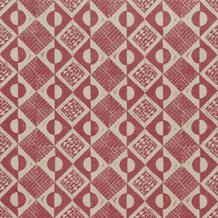 Circles And Squares Berry by Lee Jofa Designer Fabric BLITHFIELD LINEN - 100% United Kingdom HEAVY Horizontal: 13.4 and Vertical: 27.2 53.5 - Swanky Fabrics -