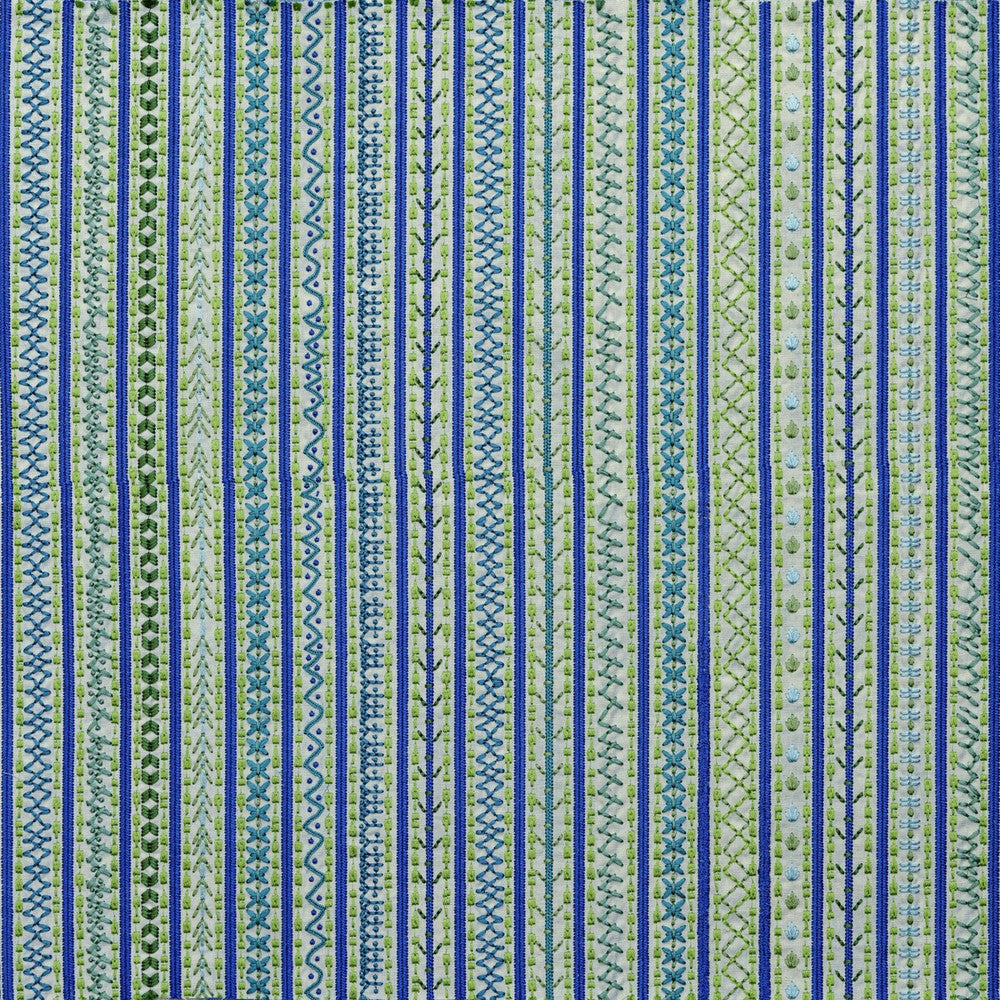 Capri Blue/Green by Lee Jofa Designer Fabric BLITHFIELD COTTON - 100% India - Horizontal: 24.6 and Vertical: 1.4 52 - Swanky Fabrics -