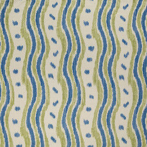 Lee Jofa Fabric Ikat Stripe Blue/Lime
