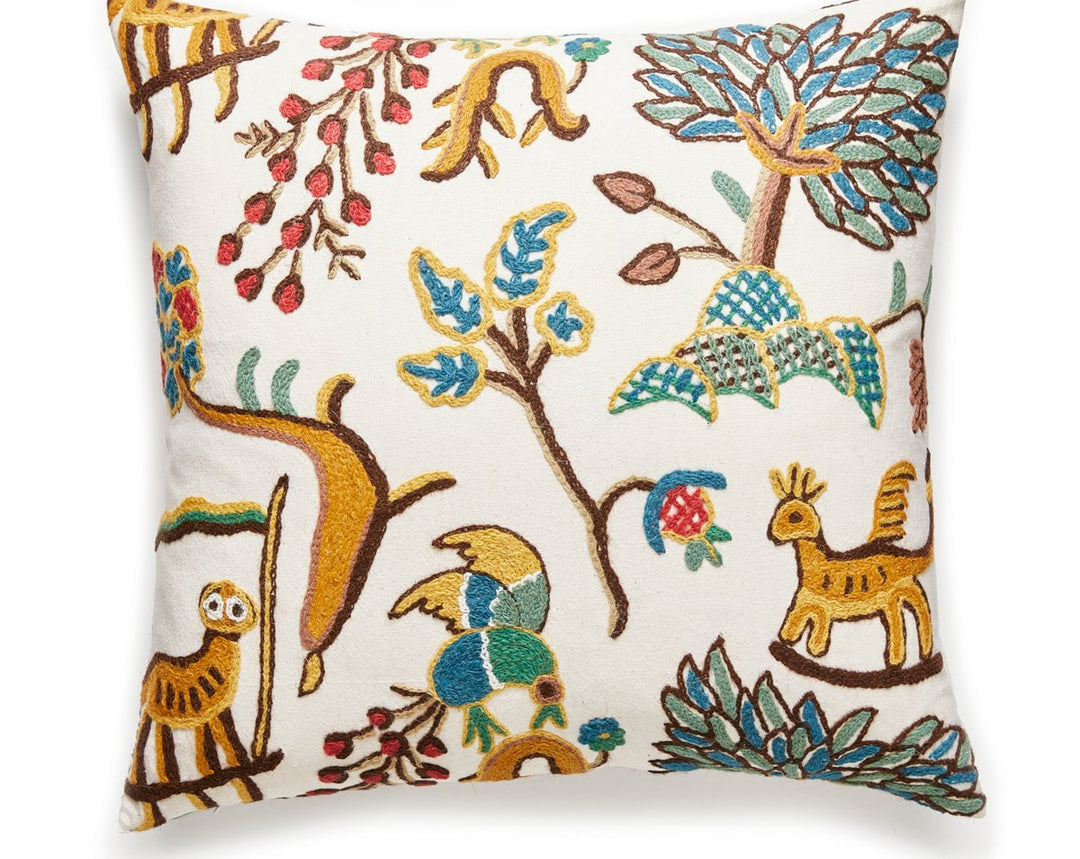 Fables - Crewel Pillow 22 X 22 - Blue / Multi BHFABPILL0001 by Scalamandre Designer Pillow