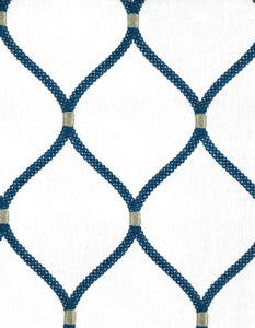 Bimini Ivory Navy by Norbar Designer Fabric GALLERY 55% COTTON 20% RAYON 20% POLYESTER INDIA 6 1/4"V 4 1/4"H 54 - Swanky Fabrics -
