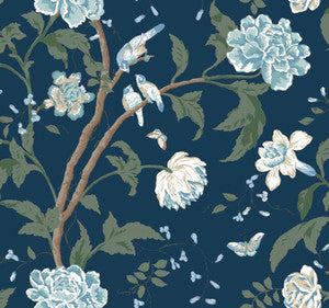 York Wallcoverings Wallpaper Teahouse Floral Navy