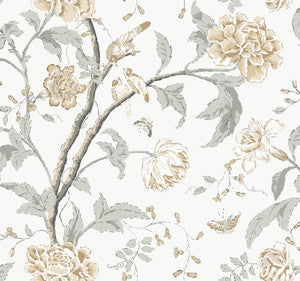 York Wallcoverings Wallpaper Teahouse Floral Neutral