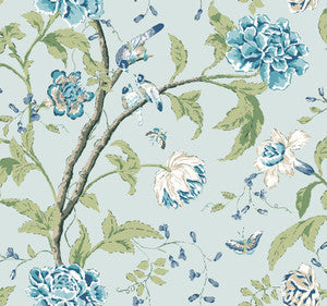 York Wallcoverings Wallpaper Teahouse Floral Light Blue