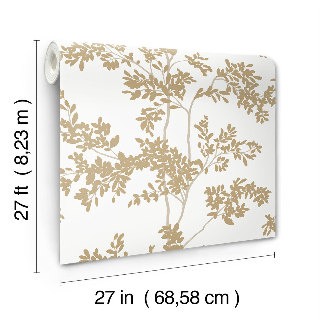 Lunaria Silhouette White & Gold Wallpaper by York Wallcoverings Designer