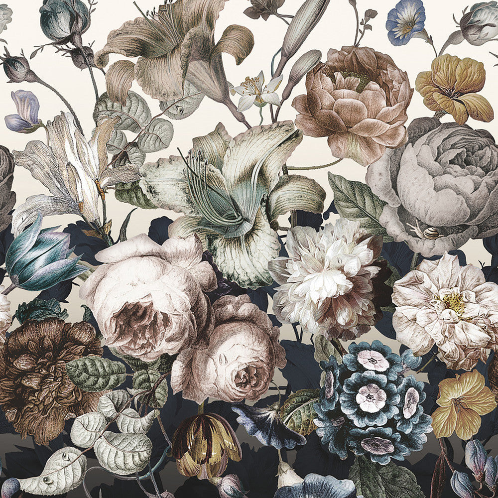 Rachel Rose White Wall Mural by York Wallcoverings Designer Blooms Covers 2 panels - measures 4.5-ft wide by 10.2-ft long when assembled 27-in by 10.2-ft long roll Unpasted 0 - Swanky Fabrics -