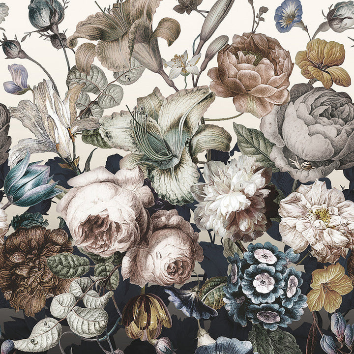 Rachel Rose White Wall Mural by York Wallcoverings Designer Blooms Covers 2 panels - measures 4.5-ft wide by 10.2-ft long when assembled 27-in by 10.2-ft long roll Unpasted 0 - Swanky Fabrics -