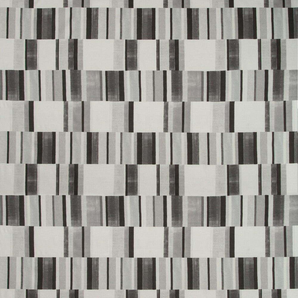 Blockstack Graphite by Kravet Basics Designer Fabric NATE BERKUS WELL-TRAVELED COTTON - 90%;LINEN - 10% Pakistan MEDIUM Horizontal: 18 and Vertical: 23.625 54 - Swanky Fabrics -