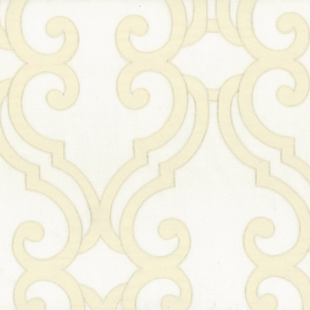 Bonjour 1 Ivory by Stout Designer Fabric EMBROIDERY IV 55%LIN 45%SVI INDIA </p><p>Repeat: 15.75 54 in - Swanky Fabrics -