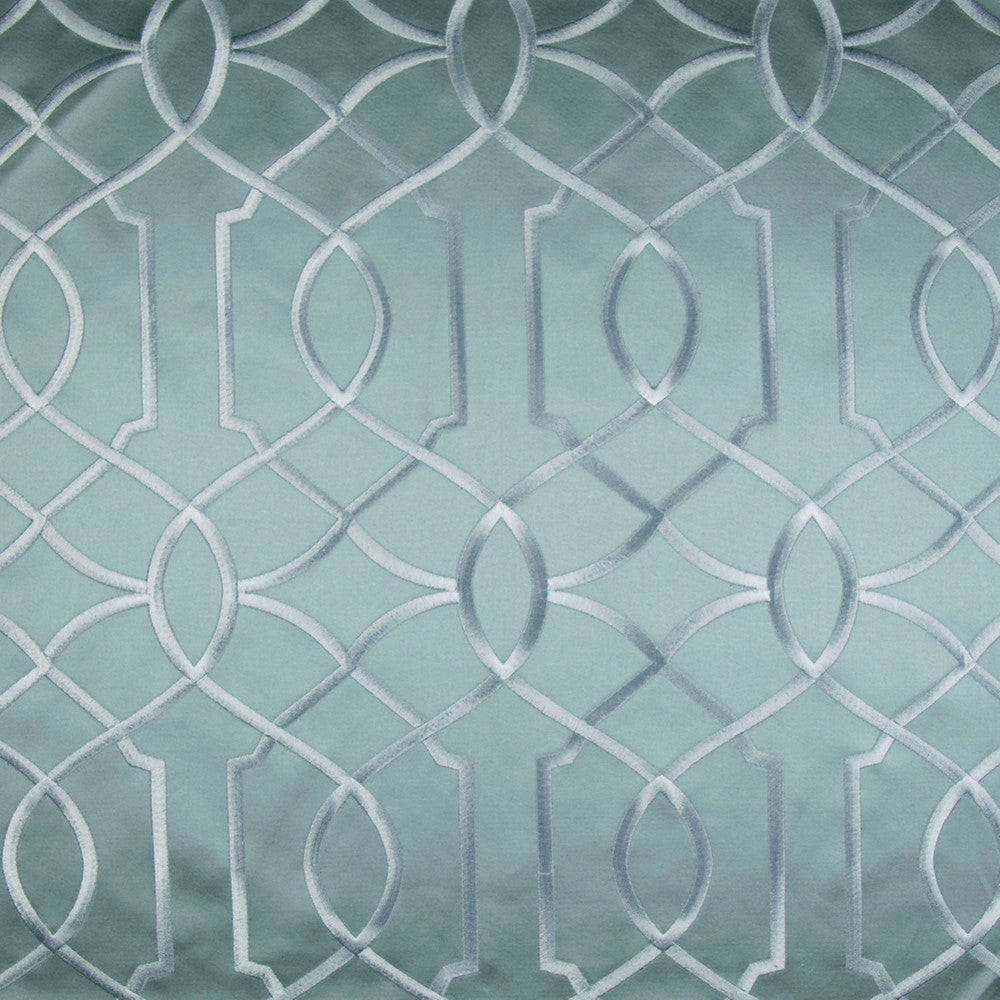 Boomerang Fountain Mist by Norbar Designer Fabric PARAMOUNT 60% COTTON 40% POLYESTER INDIA 9 1/4"V 5 1/4"H 52 - Swanky Fabrics -