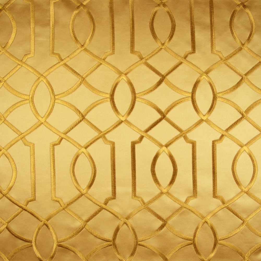 Boomerang Golden by Norbar Designer Fabric PARAMOUNT 60% COTTON 40% POLYESTER INDIA 9 1/4"V 5 1/4"H 52 - Swanky Fabrics -