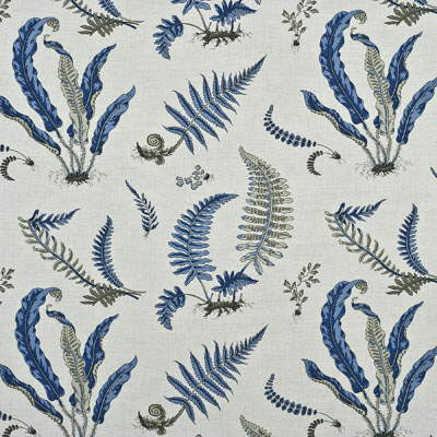 Ferns Indigo/Linen by G P & J Baker Designer Fabric ORIGINALS (UK) LINEN - 57%;COTTON - 33%;NYLON - 10% United Kingdom - Horizontal: 26.398 and Vertical: 24.822 53.978 - Swanky Fabrics -