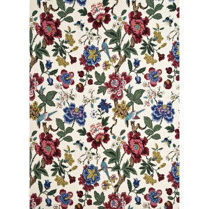 G P & J Baker Fabric Persian Pomegranate Red/Indigo/Stone