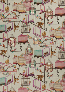 G P & J Baker Fabric Menagerie Velvet Aqua