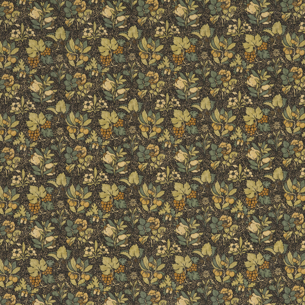 Meadow Fruit Charcoal/Green by G P & J Baker Designer Fabric ORIGINALS V VISCOSE - 85%;LINEN - 15% United Kingdom HEAVY Horizontal: and Vertical: 53.978 - Swanky Fabrics -