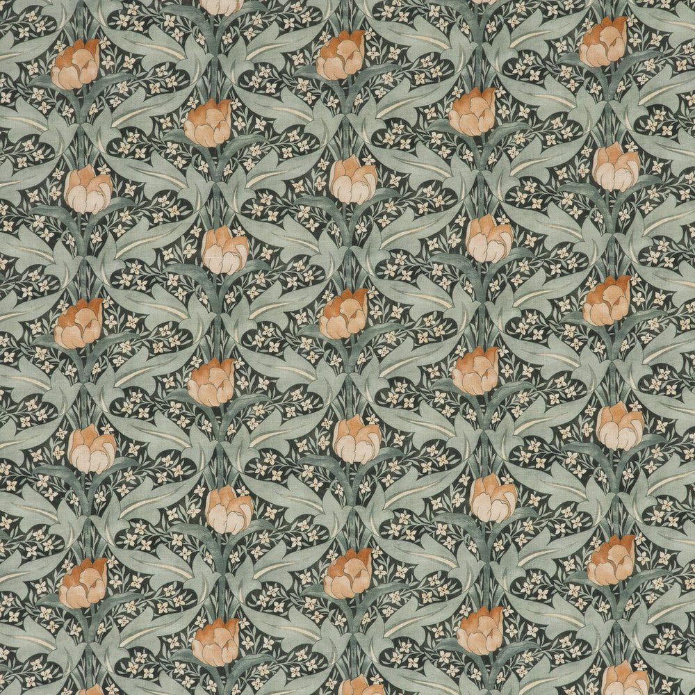 Tulip & Jasmine Teal by G P & J Baker Designer Fabric ORIGINALS V VISCOSE - 85%;LINEN - 15% United Kingdom HEAVY Horizontal: 13.396 and Vertical: 13.396 53.978 - Swanky Fabrics -