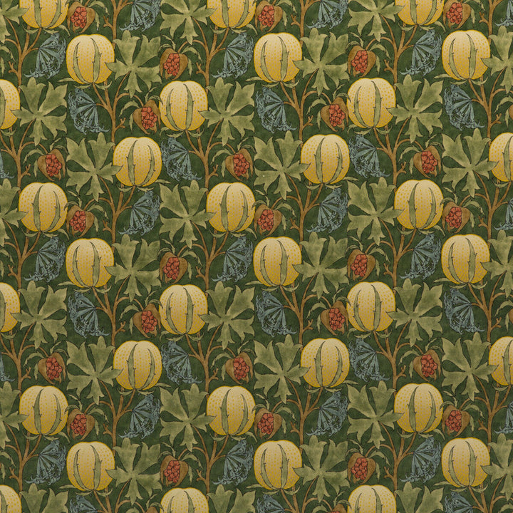 Pumpkins Velvet Green/Terracotta by G P & J Baker Designer Fabric ORIGINALS V COTTON - 100% United Kingdom HEAVY Horizontal: 14.184 and Vertical: 13.396 53.978 - Swanky Fabrics -