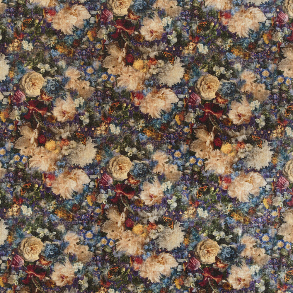 Royal Garden Velvet Sapphire by G P & J Baker Designer Fabric HISTORIC ROYAL PALACES VISCOSE - 55%;COTTON - 45% Italy HEAVY Horizontal: 27.186 and Vertical: 25.216 53.978 - Swanky Fabrics -
