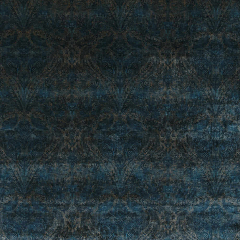 Royal Damask Velvet Sapphire by G P & J Baker Designer Fabric HISTORIC ROYAL PALACES VISCOSE - 55%;COTTON - 45% Italy HEAVY Horizontal: 17.73 and Vertical: 15.366 53.19 - Swanky Fabrics -