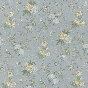 G P & J Baker Fabric Oriental Bird Signature Soft Blue