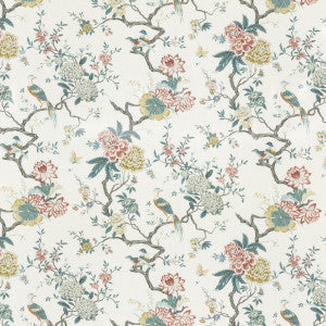 G P & J Baker Fabric Oriental Bird Signature Teal