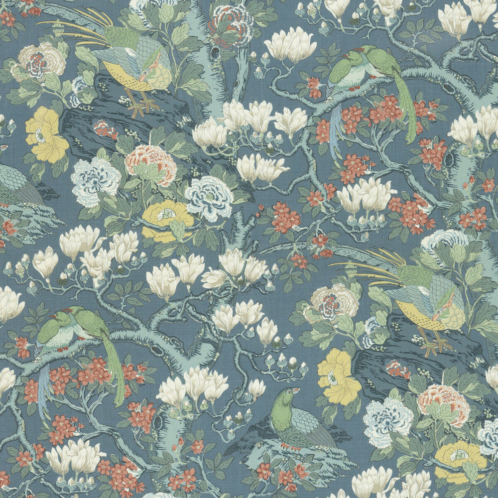 Rockbird Signature Teal by G P & J Baker Designer Fabric SIGNATURE PRINTS LINEN - 100% Thailand MEDIUM Horizontal: 48.068 and Vertical: 40.976 48.068 - Swanky Fabrics -