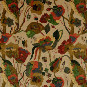 G P & J Baker Fabric California Velvet Red/Cream
